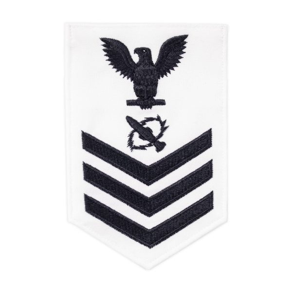 Navy E6 MALE Rating Badge: Missile Technician- white on Sale