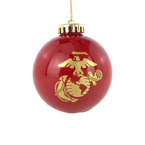 Ornament 3 1 2  - Red with Gold USMC Eagle Globe and Anchor Cheap