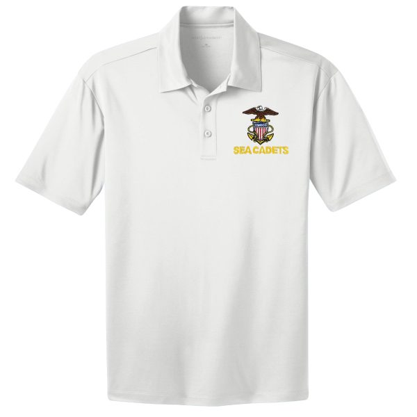 Men s White Short Sleeve Polo Shirt Embroidered With Sea Cadet Logo Sale