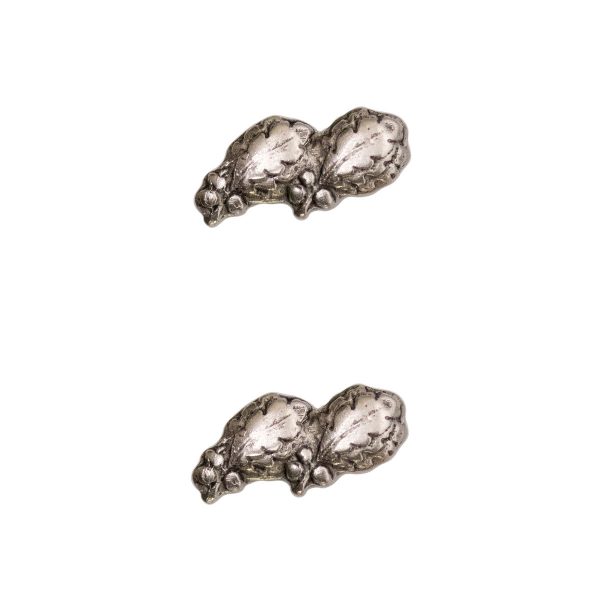 Ribbon Attachments: Two Silver Oak Leaves Mounted on a Bar - oxidized Hot on Sale