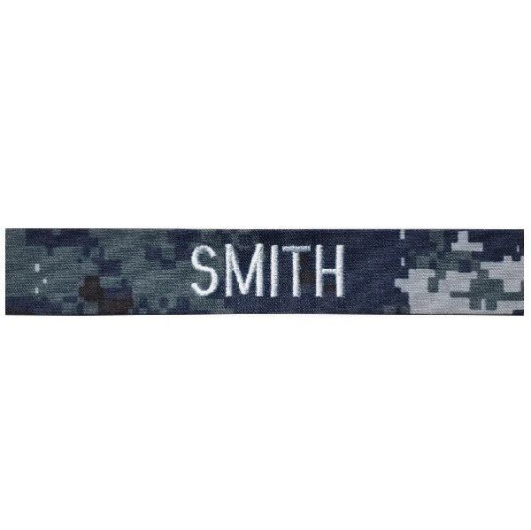 Individual Enlisted Name Tape: Silver Embroidered on Blue Digital - For Discount