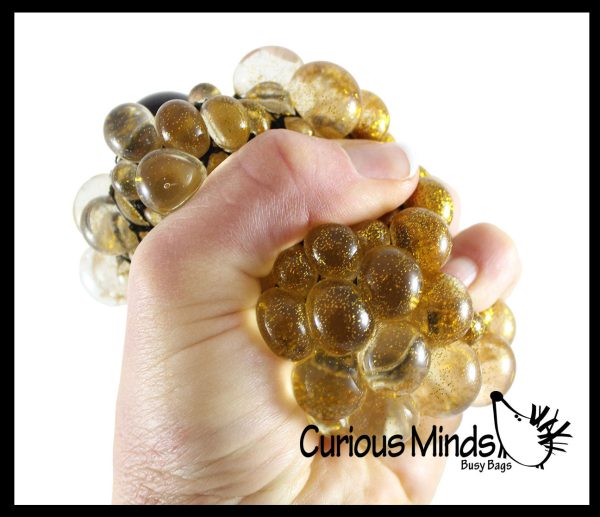 3  Metallic Bubble Mesh Balls - Squishy Fidget Ball with Web Netting - Stress Ball Color Changing Blobs - Sensory, Fidget Toy- Gooey Squish Bubble Popping OT Fashion - Image 3