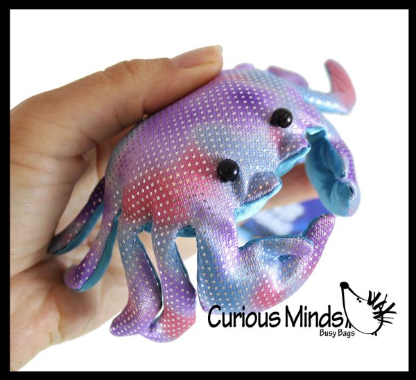 Crab Sand Filled Animal Toy - Heavy Weighted Sandbag Animal Plush Bean Bag Toss - Shimmering Glitter on Sale - Image 3
